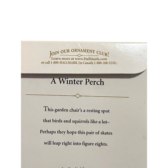 Hallmark Ornament A Winter Perch NEW 2006 Garden Chair Squirrel Cardinal Skates - Picture 15 of 15